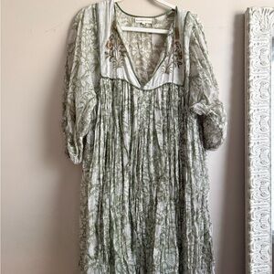 Daughters Of India Green Floral Dress